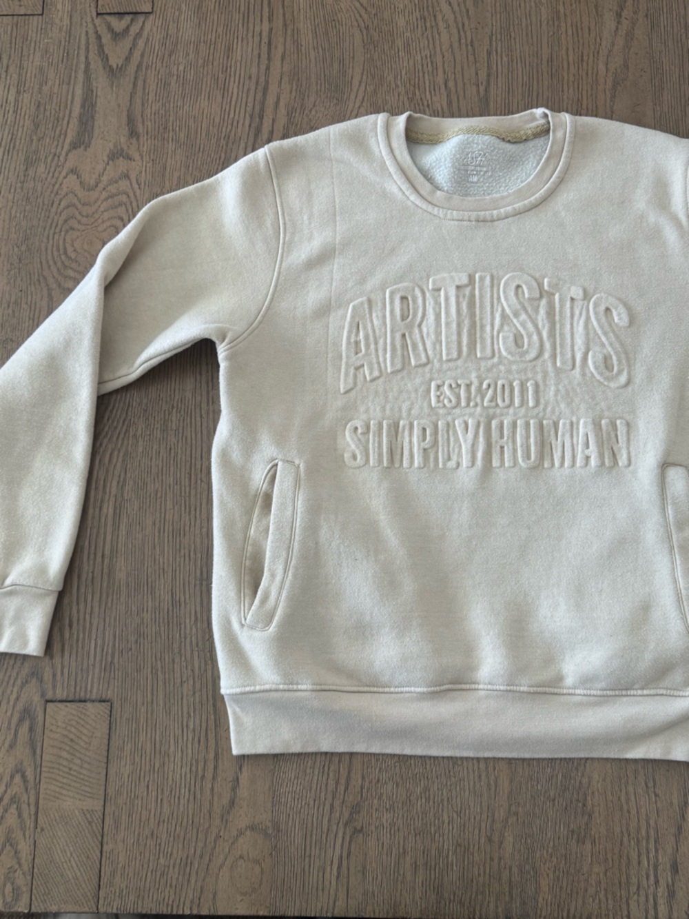 Artist Simply Human Crewneck Sweatshirt Cream Embroidered Minimalist